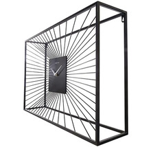 Ceas decorativ de perete cu ramă metalică dreptunghiulară și cadran