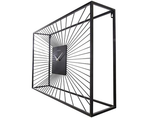 Ceas decorativ de perete cu ramă metalică dreptunghiulară și cadran