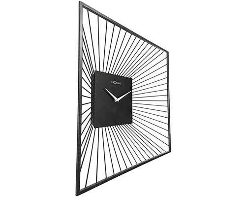 Ceas de perete cu design pătrat și linii radiale