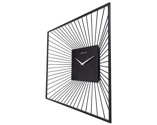 Ceas de perete dreptunghiular cu linii abstracte și logo NexTime