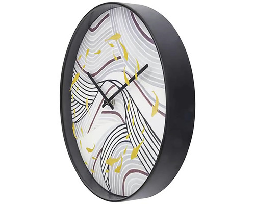 Ceas de perete cu motiv cu pești și ramă neagră