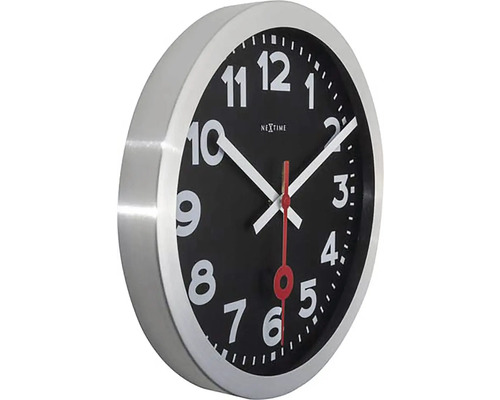 Ceas de perete Nextime cu ramă rotundă argintie și cadran