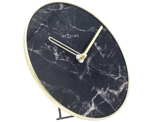 Ceas de masă NeXtime Marble negru/auriu Ø 20 cm