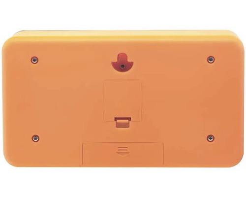 Spatele unui ceas digital cu compartiment pentru baterii și dispozitiv de agățare