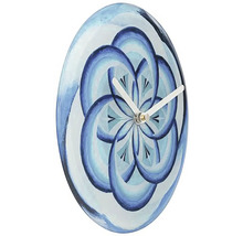 Ceas decorativ cu motiv floral albastru pentru perete