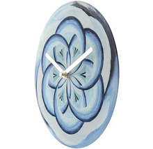Ceas de perete cu model floral albastru
