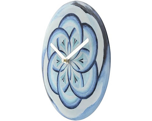 Ceas de perete cu model floral albastru