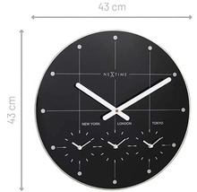 Ceas de perete Nextime cu afișaj al orei mondiale, diametru 43 cm
