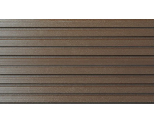 Prim-plan cu placare de fațadă maro.