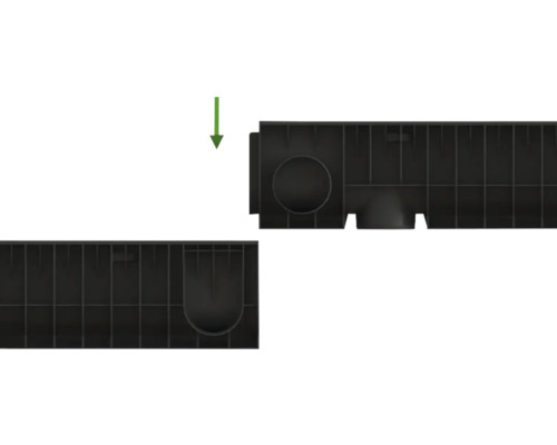 Vedere de sus a două rigole de drenaj din plastic