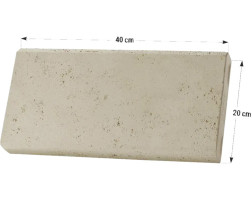 Bordură de strat de flori din travertin, 40 x 20 centimetri