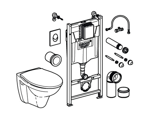Element de instalare cu vas WC suspendat și accesorii