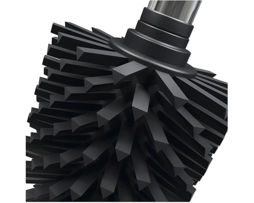 Prim-plan cu o perie de toaletă neagră.