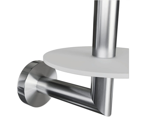 Suport metalic pentru hârtie igienică cu raft