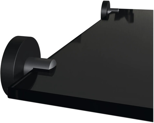 Raft negru din sticlă cu suporturi