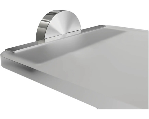 Raft din sticlă cu suport metalic pentru baie sau toaletă