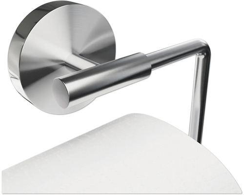 Suport de hârtie igienică metalic pentru montare pe perete cu rolă de hârtie igienică.