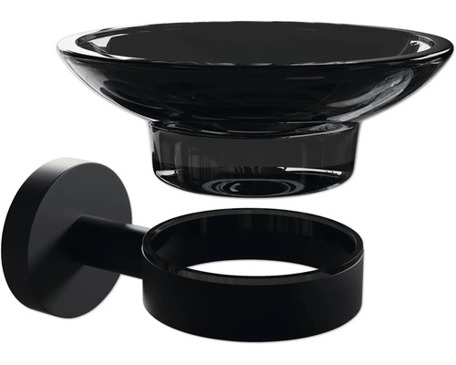 Săpunieră neagră pentru montare pe perete