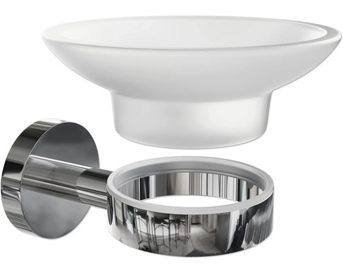 Săpunieră din sticlă și metal pentru montare pe perete