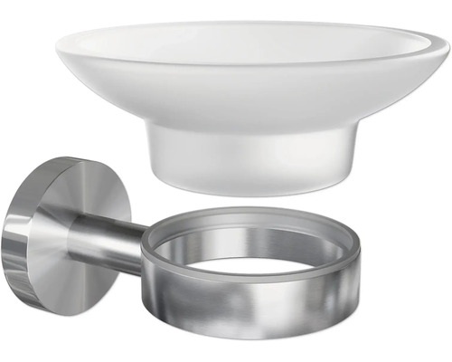 Săpunieră de perete cu suport din oțel inoxidabil și sticlă