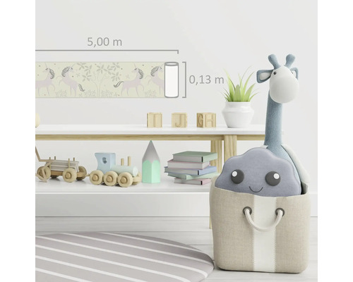 Cameră de copii cu bordură cu model unicorn, lungime 5,00 metri, înălțime 0,13 metri