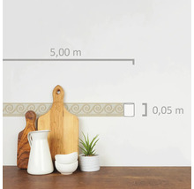 Autocolant decorativ de margine cu motiv meandru grecesc, lungime de 5,00 metri și lățime de 0,05 metri