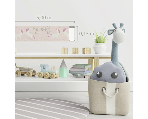 Cameră de copii cu bordură, motiv unicorn, lungime cinci metri, lățime treisprezece centimetri