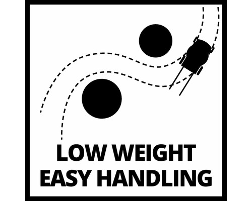 Simbol pentru greutate redusă și manevrare ușoară a unei mașini de tuns iarba