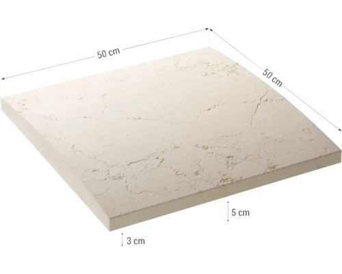 Raft de beton de 50 cm cu o înălțime de 5 cm și o grosime de 3 cm.