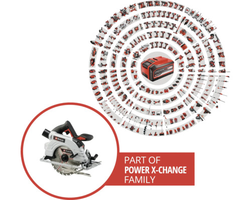 Imagine a unui fierăstrău circular manual ca parte a familiei Power X-Change