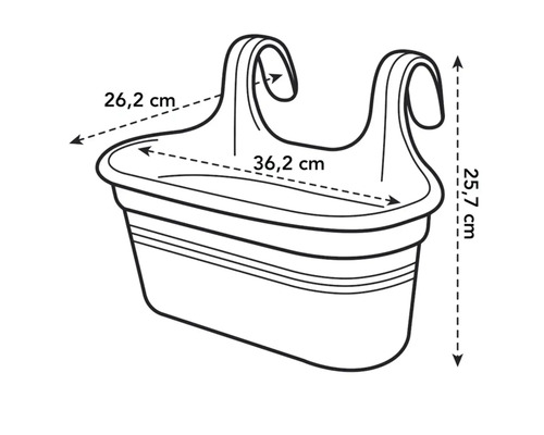 Ilustrație cu o jardinieră de balcon cu dimensiuni