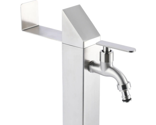 Stâlp de scurgere pentru grădină din metal cu robinet și raft