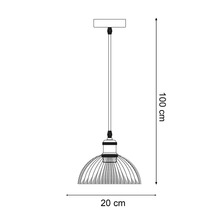 Desen tehnic al unei lămpi suspendate cu dimensiunile de 100 cm înălțime și 20 cm diametru