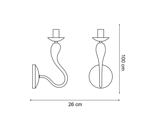 Dimensiunile unei lămpi de perete: 100 cm înălțime și 26 cm lățime