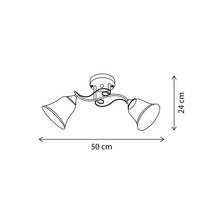 Desen al unei plafoniere cu două lămpi, dimensiuni 50 pe 24 cm
