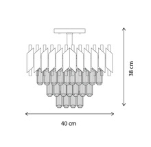 Desen tehnic al unei lămpi de tavan cu dimensiunile de 40 pe 38 de centimetri.