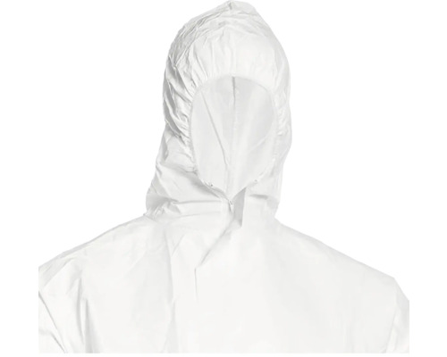 Vedere din spate a unui combinezon de protecție cu glugă