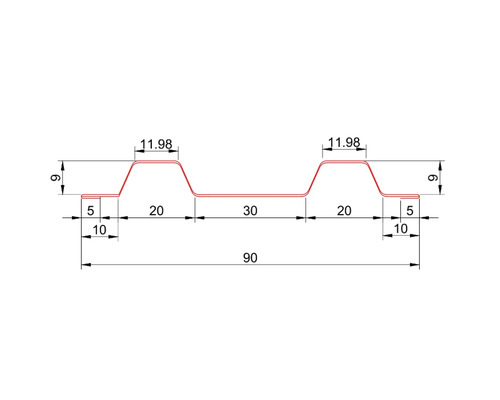 Șipcă metalică gard Bravo capăt drept 1750x90x0,50 mm cărămiziu mat