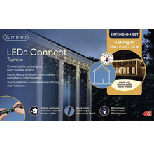 Șir de lumini tip țurțuri cu 250 de LED-uri și o lungime de 7,35 metri pentru utilizare în interior și exterior, transformatorul nu este inclus