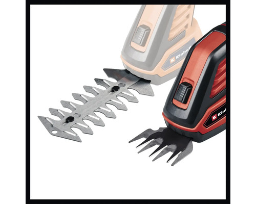 Logo Einhell. Foarfece pentru iarbă și arbuști cu diferite accesorii.