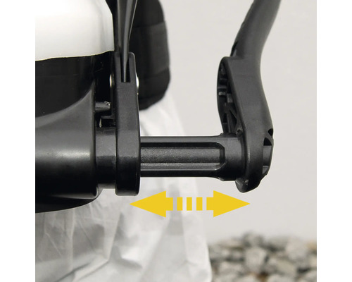 Prim-plan cu o tijă de pulverizare variabilă cu duză reglabilă