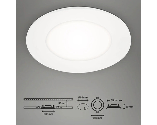Spot încastrat rotund cu indicații dimensionale