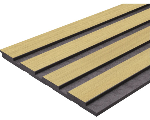 Panou acustic cu lamele din lemn pe suport de pâslă