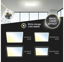 Lumină de tavan cu telecomandă, reglare lumină albă 2700-6500 Kelvin, dimensiuni 42 x 42 centimetri și 29,3 x 29,3 centimetri, culori alb și negru