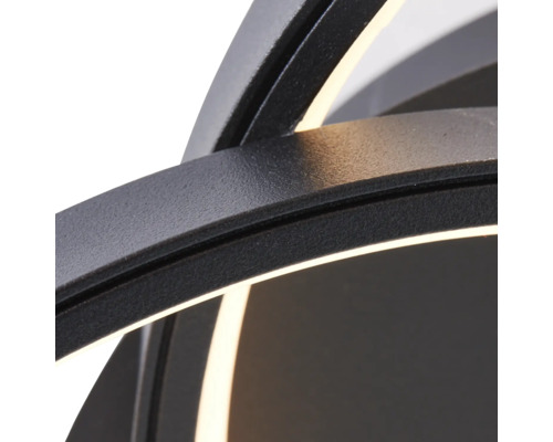 Imagine detaliată a unei lămpi LED negre cu design inelar