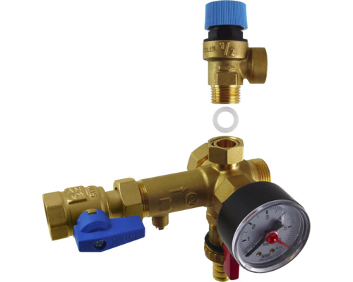 Grup armătură de încălzire cu manometru și supapă de siguranță