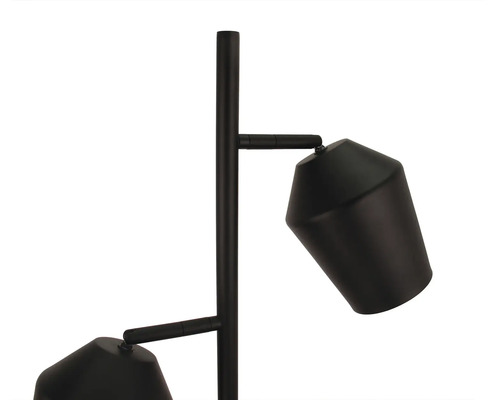 Prim-plan cu o lampă de podea cu două abajururi