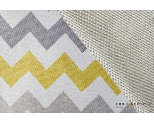 Țesătură decorativă cu model în zig-zag în gri și galben