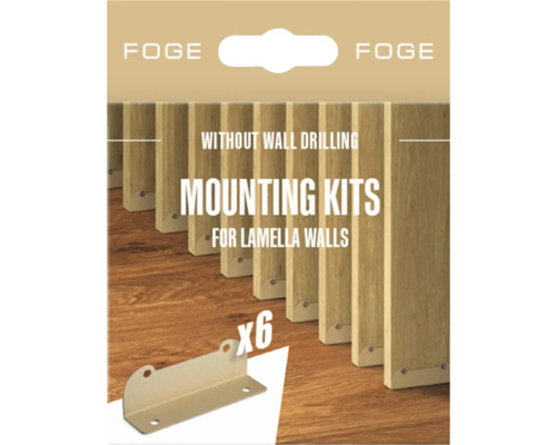 Set de montaj pentru pereți lamelari, pentru fixare fără găurire, șase bucăți