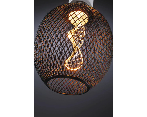 Lumină de plafon cu plasă neagră de sârmă și bec